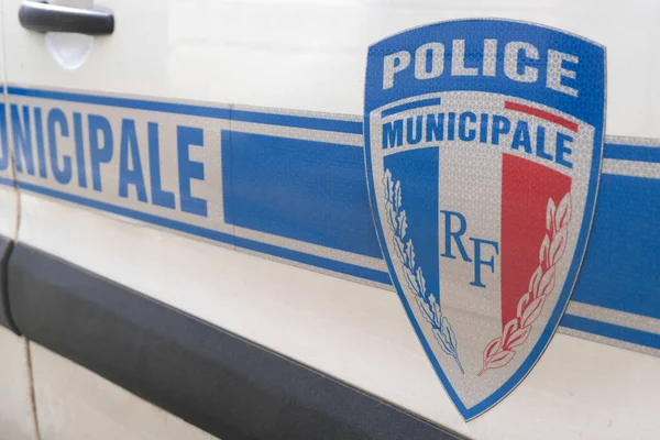 Logotipo Carro Polícia Municipal Francês — Fotografia de Stock