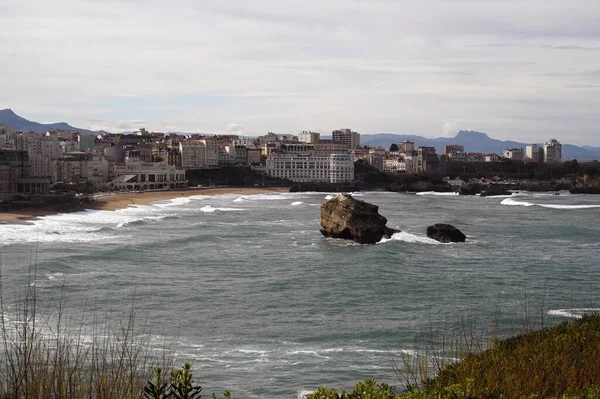 Blick Auf Den Strand Von Biarritz Und Miramar — Stockfoto