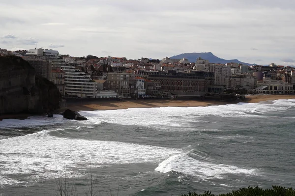 Celkový Pohled Pláž Biarritz Miramar — Stock fotografie