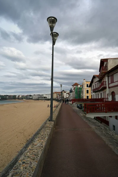 Dyke Längs Den Stora Stranden Saint Jean Luz — Stockfoto