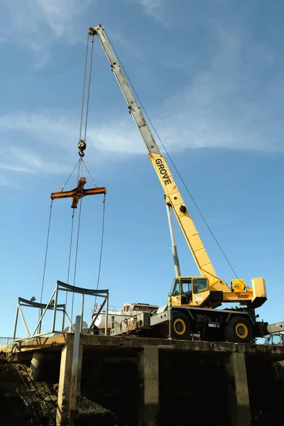 Camion Grue Sur Port Vannes — Photo