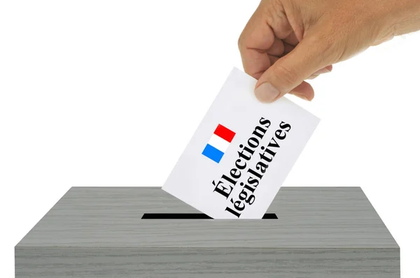 Francia Törvényhozó Választási Koncepció Szavazólappal Szavazóurnában — Stock Fotó