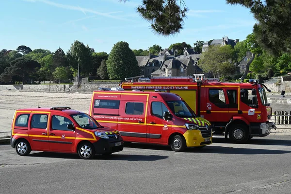 Hasičské Vozy Ille Vilaine Zaparkované Bretani — Stock fotografie