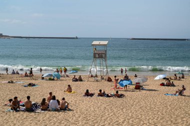 Saint-Jean-de-Luz 'un Büyük Plajı Yazın 