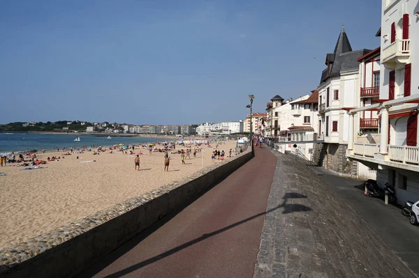 Die Grande Plage Von Saint Jean Luz Und Die Promenade — Stockfoto