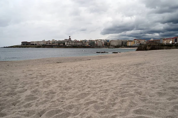 Orzan Strand Von Coruna Bei Bewölktem Himmel — Stockfoto