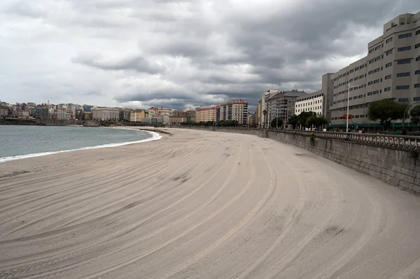 Orzan Strand Von Coruna Bei Bewölktem Himmel — Stockfoto