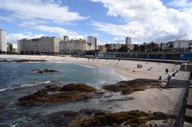 Riazor beach of La Coruna in summer