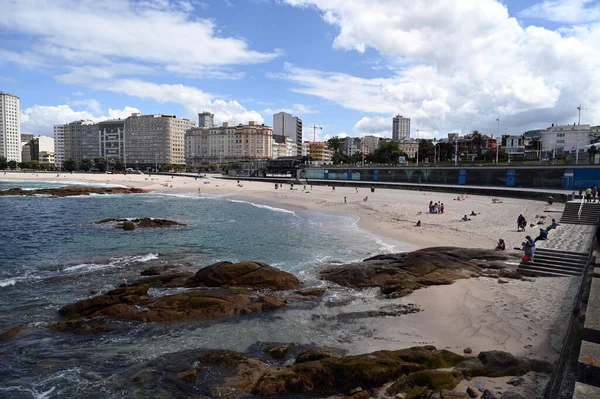 Riazor beach of La Coruna in summer