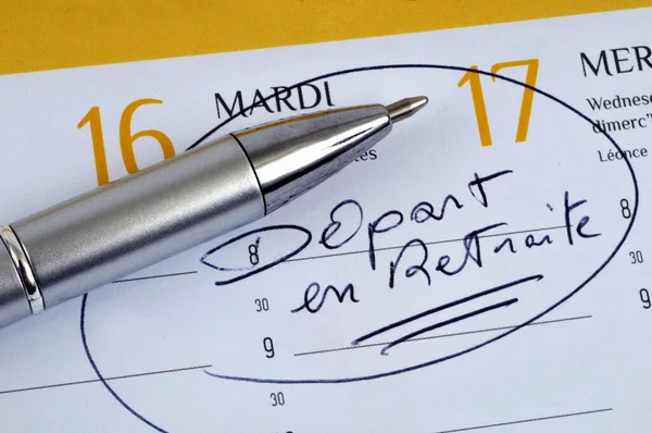 Retirement Written French Diary Pen — Stockfoto