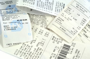 Yakın çekime kadar çeşitli Fransızca faturaları 