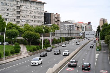 Traffic on the Ronda Real club Deportivo de la Coruna 