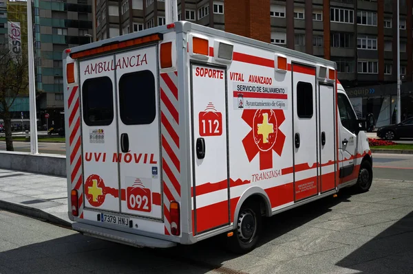 Španělská Ambulance Službě Veřejném Místě Coruna — Stock fotografie