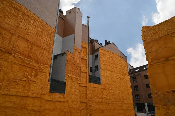 Walls Covered Orange Insulating Foam City Gijon Spain — Stock Photo, Image