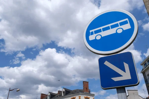 French Road Sign Indicating Lane Reserved Buses — Stockfoto