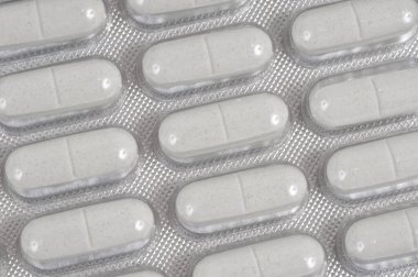 Blister pack of capsules close up