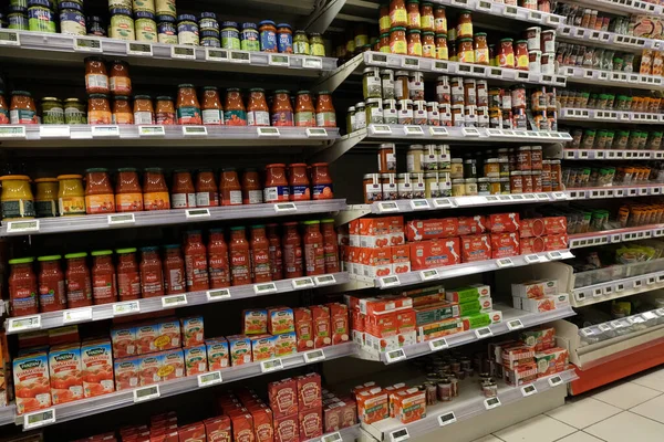 Sauces Spices Section Supermarket — Photo