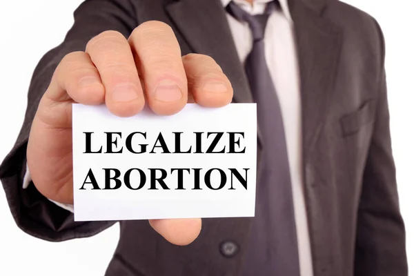 Man Holding Card Says Legalize Abortion — 스톡 사진