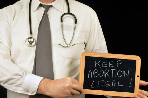 Doctor Holding Slate Which Written Keep Abortion Legal — 스톡 사진