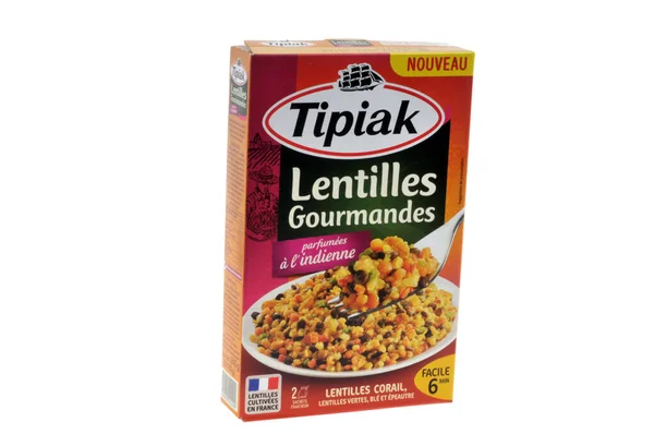 Box Tipiak Gourmet Lentils Close White Background — Stock Photo, Image
