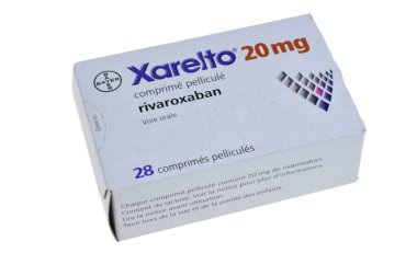 Box of Xarelto close up on white background