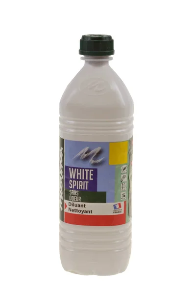 Bottle White Spirit Mieuxa Brand Close White Background — Foto Stock