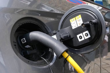 Close-up of an electric car charging socket