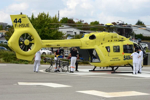 Samu Des Pays Loire Helicopter Heliport Bretagne Atlantique Hospital Center — Foto de Stock
