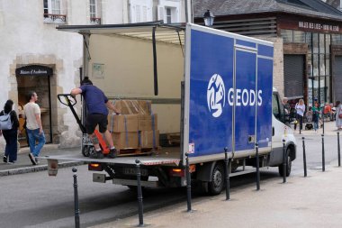 Geodis transport delivery truck in the town of Vannes in Brittany
