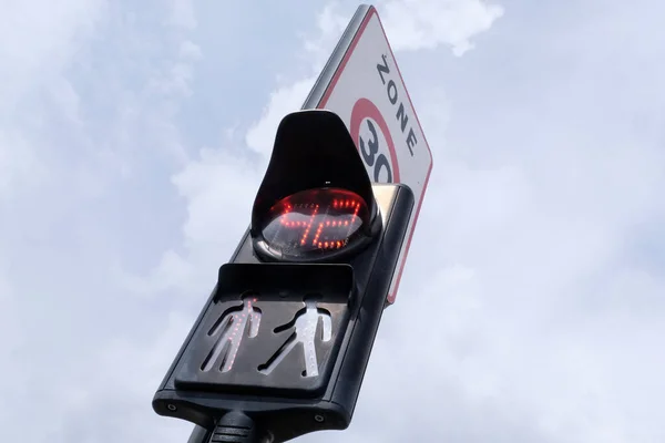 Traffic Sign Pedestrians Countdown Waiting Time Cross — Stockfoto
