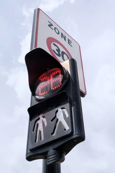 Traffic Sign Pedestrians Countdown Waiting Time Cross — Foto Stock