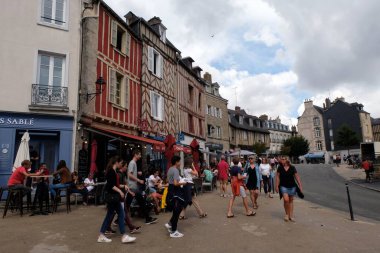 Place des Lices in the city center of Vannes in Brittany with its cafes and shops 