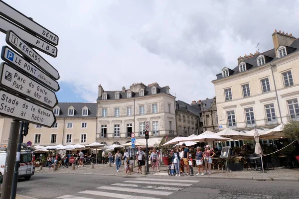 Place Gambetta City Center Vannes Brittany Its Cafe Terraces — Stockfoto