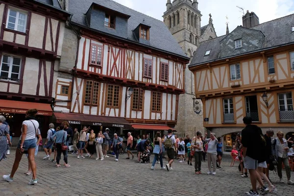 Place Henri IV in the city center of Vannes in Brittany and its half-timbered houses