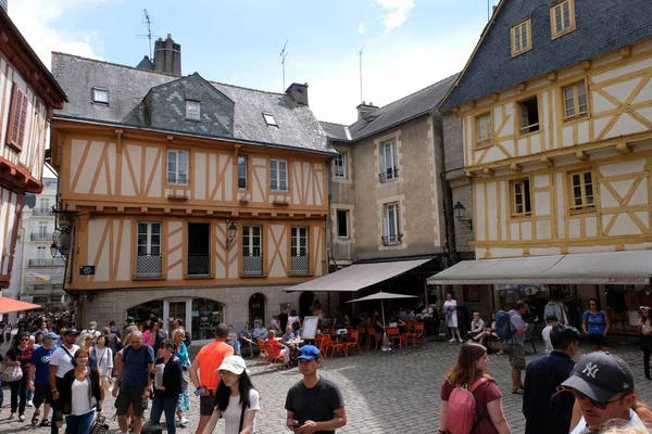 Place Henri IV in the city center of Vannes in Brittany and its half-timbered houses