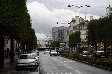 Boulevard de la Liberte in the city of Rennes on a stormy day 
