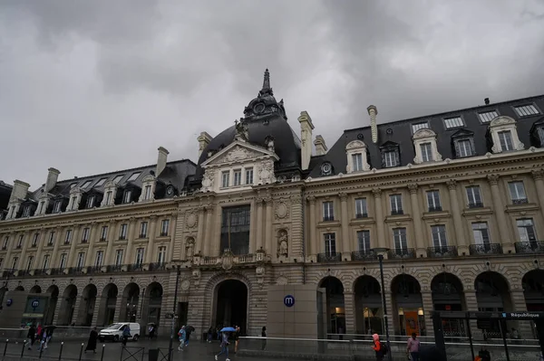 Central Post Office City Rennes Brittany Republique Metro Station Stormy — 图库照片