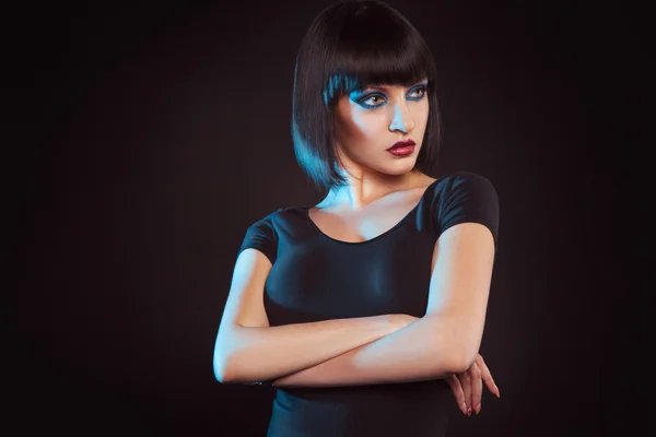 Sweet brunette with kare haircut — Stock Photo, Image