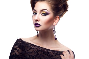 muhteşem bir kadın yapmak ile yukarı ve saç modeli Studio