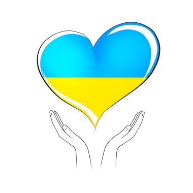 Pray for Ukraine concept. Ukraine in our herats. Ukraine heart isolated on white background