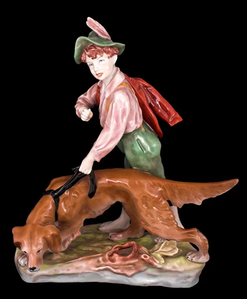Ceramics boy and dog — Stock Photo, Image