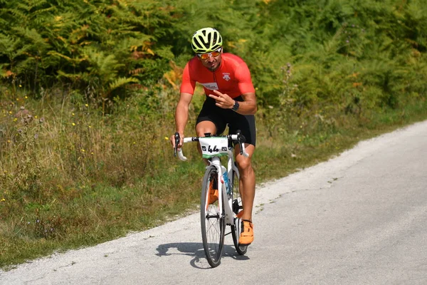 Mavrovo Macedonia Septiembre 2020 Carrera Bicicleta Contrarreloj Tuvo Lugar Terreno —  Fotos de Stock