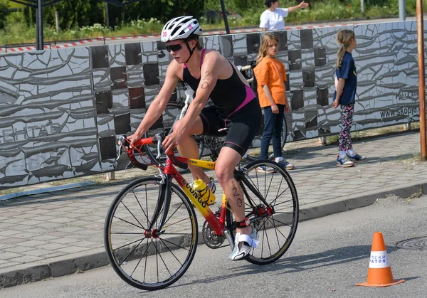 Skopje Mazedonien Mai 2022 Der Massive Triathlonwettbewerb Unserem Land Die — Stockfoto