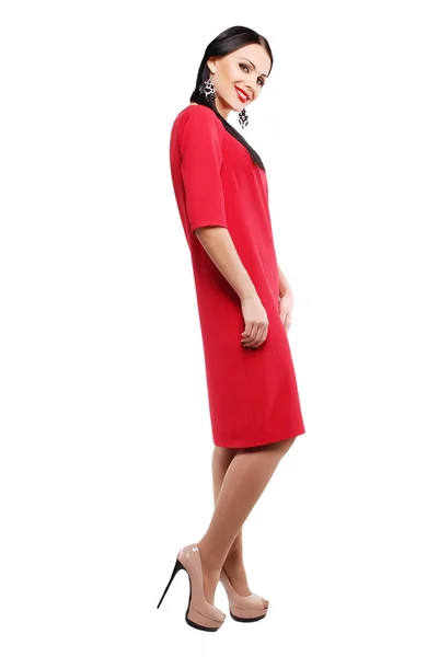 Kvinna i snygg klänning — Stockfoto
