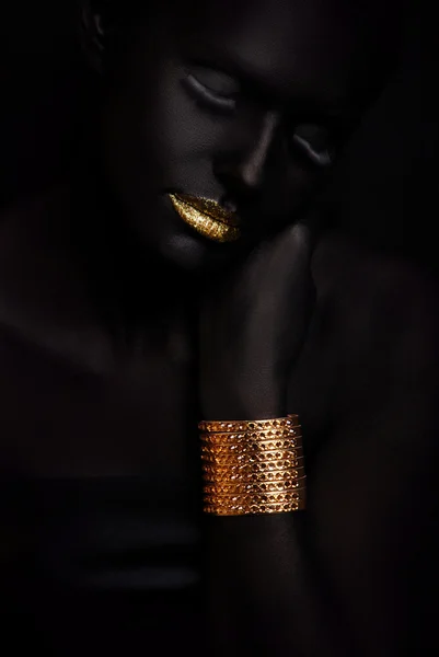 Portrait of fashion woman with black makeup — Stock Photo, Image