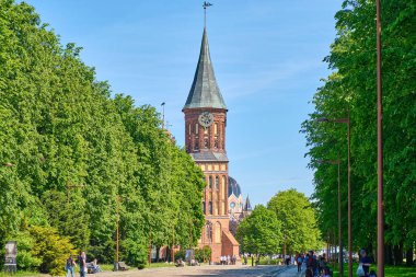 Kaliningrad, Rusya - 31 Mayıs 2021: Kanta Adası 'ndaki Kalininingrad Katedrali