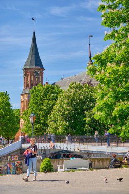 Kaliningrad, Rusya - 31 Mayıs 2021: Kanta Adası 'ndaki Kalininingrad Katedrali