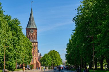 Kaliningrad, Rusya - 31 Mayıs 2021: Kanta Adası 'ndaki Kalininingrad Katedrali