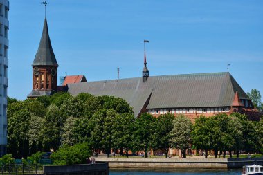 Kaliningrad, Rusya - 31 Mayıs 2021: Kanta Adası 'ndaki Kalininingrad Katedrali