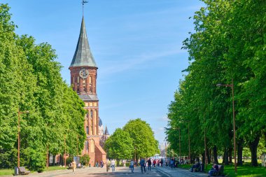 Kaliningrad, Rusya - 31 Mayıs 2021: Kanta Adası 'ndaki Kalininingrad Katedrali